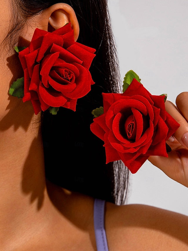 Drop - Floral Flower Earrings Oversized Women's Statement