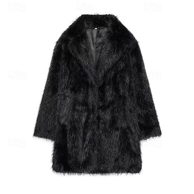 Fur Pocket Women's Furs Coat Faux Comfortable Warm