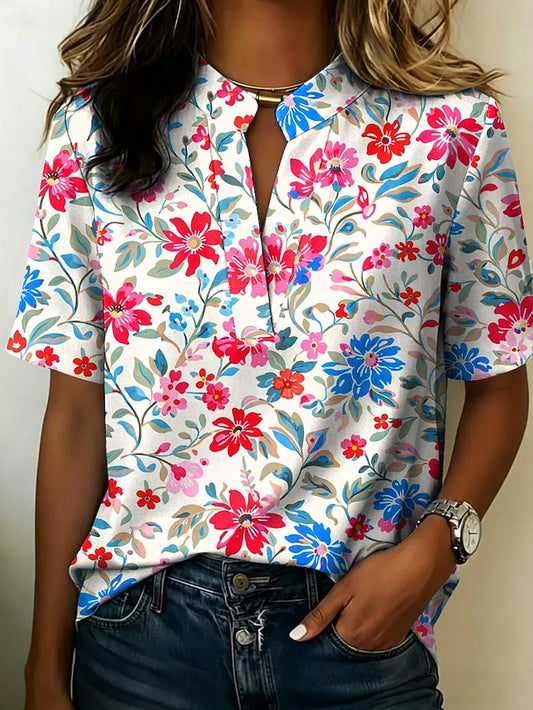 Women's Blouse Buttons Print Floral Graphic Vintage Stylish