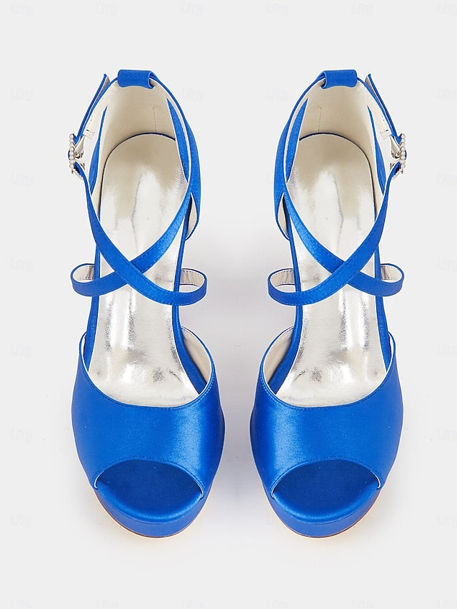 Satin High Heel and with Peep Women's Toe Platform Sandals