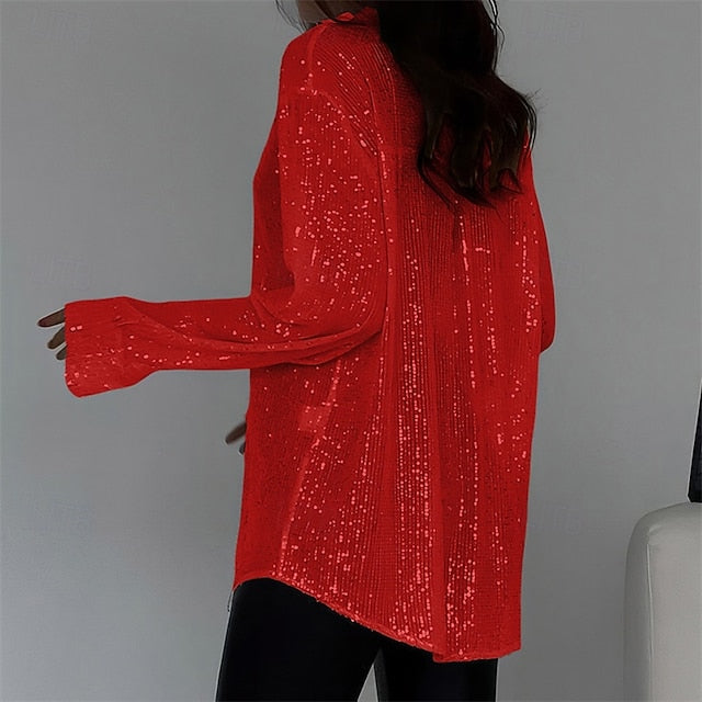 Women's Blouse Dressy Tops Sequin Tops Ruched Sequins