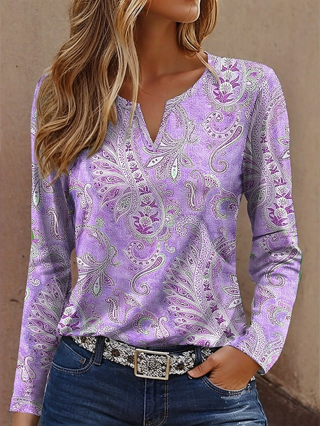 Women's T Shirt Print Graphic Paisley Vintage Fashion