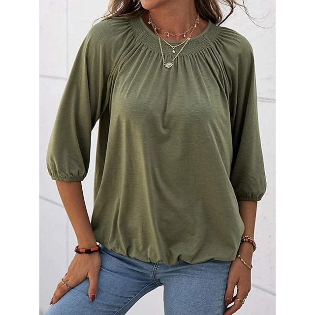 Women's T Shirt Plain Fashion Modern Casual 3/4 Length