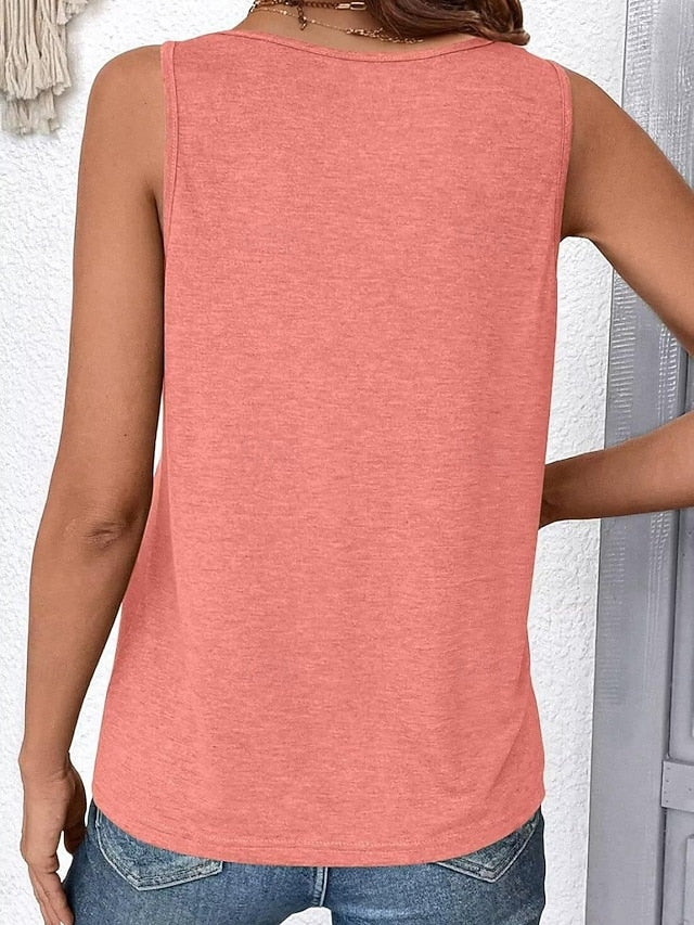 Women's Tank Top Sleeveless Shirt Tee Top Patchwork Plain