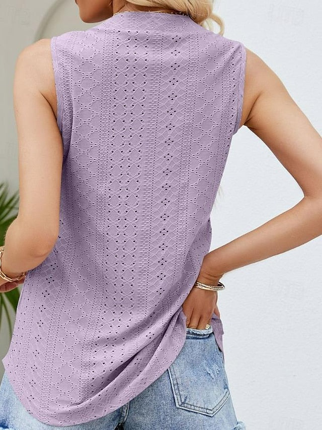 Women's Camisole Tank Top Crew Neck White Pink Purple Green