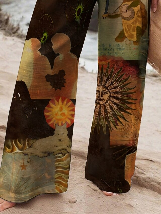 Women's Wide Leg Pants Trousers Ethnic Style Retro Vintage