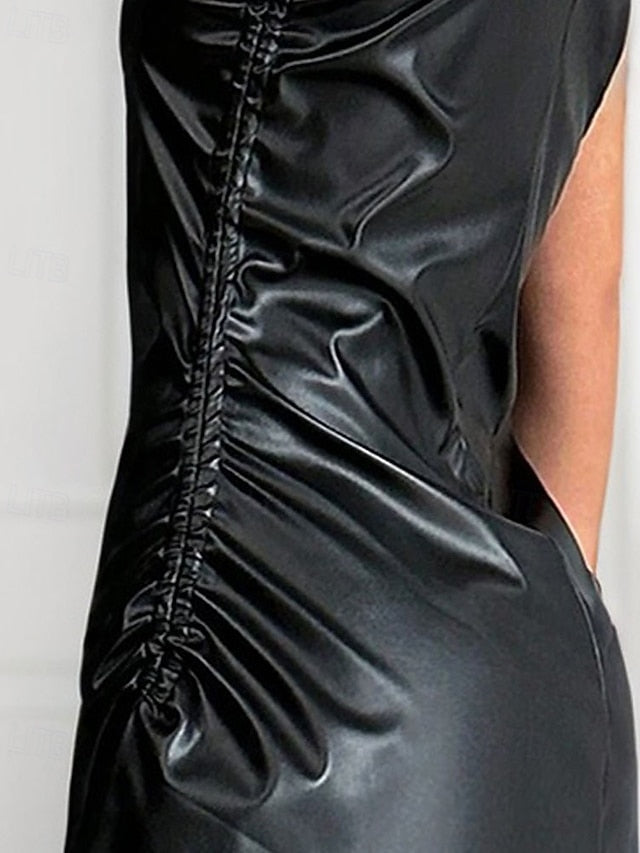 Women's Mini Dress Cocktail Dress Sheath Dress Leather