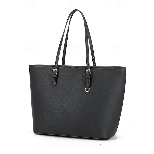 Leather Tote Faux Women's Brown - Bag Large Classic