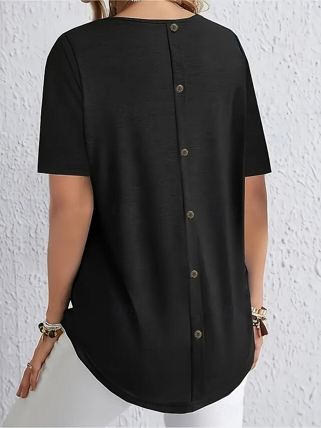 Women's T Shirt Tee Top Solid Color Elegant Fashion Classic