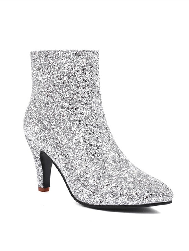 Red – Women's Heel High Glitter Sparkly Boots Ankle