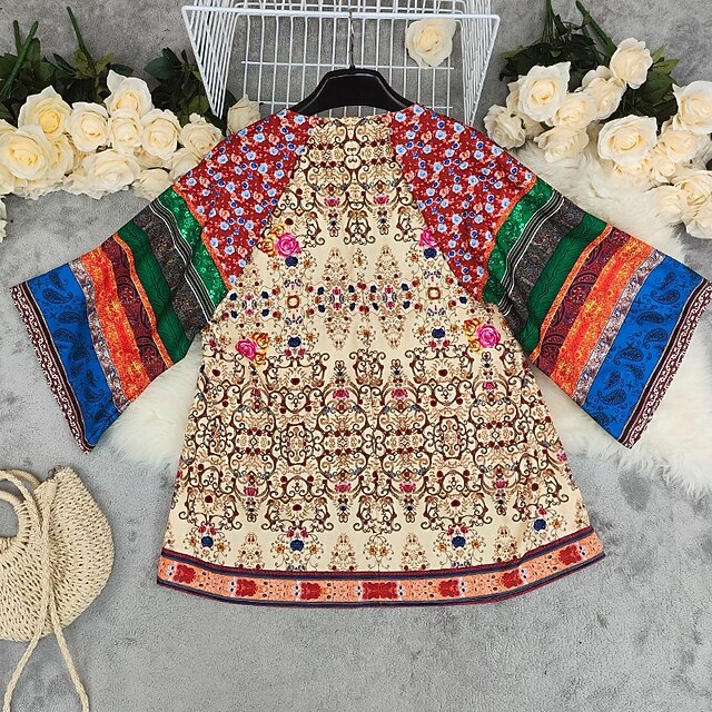 Women's Blouse Print Floral Stylish Long Sleeve V Neck