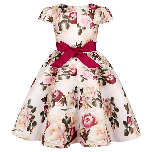 Party Floral Sleeve Kids Girls' Short Dress Flower