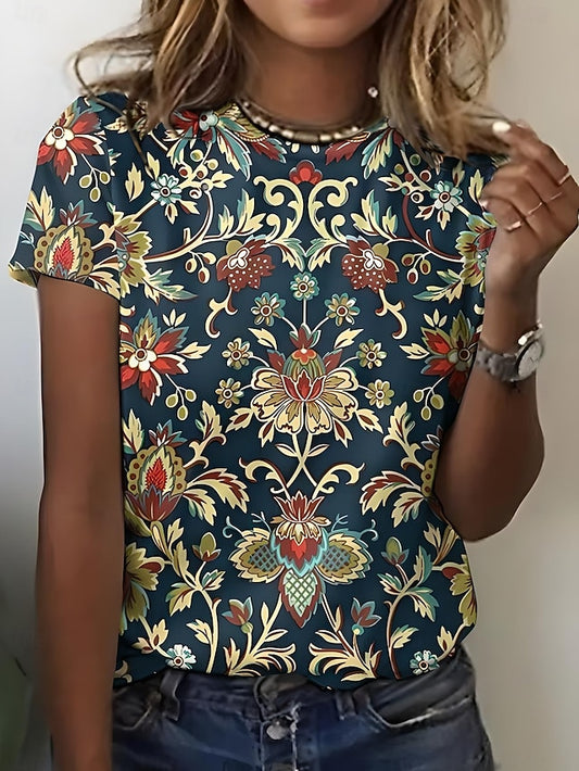 Women's T Shirt Print Graphic Paisley Vintage Stylish