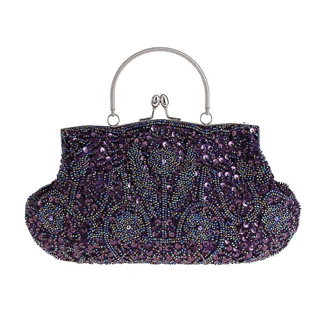 Women's Purse Beaded Vintage Clutch – Evening White