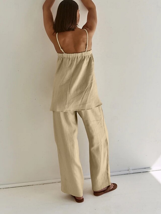 Women's Two Piece Sets Camisole Pants Sets Sleeveless Strap