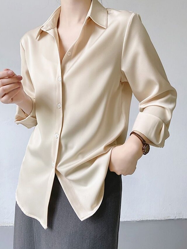 Women's Blouse Buttons Solid Color Elegant Daily Stylish