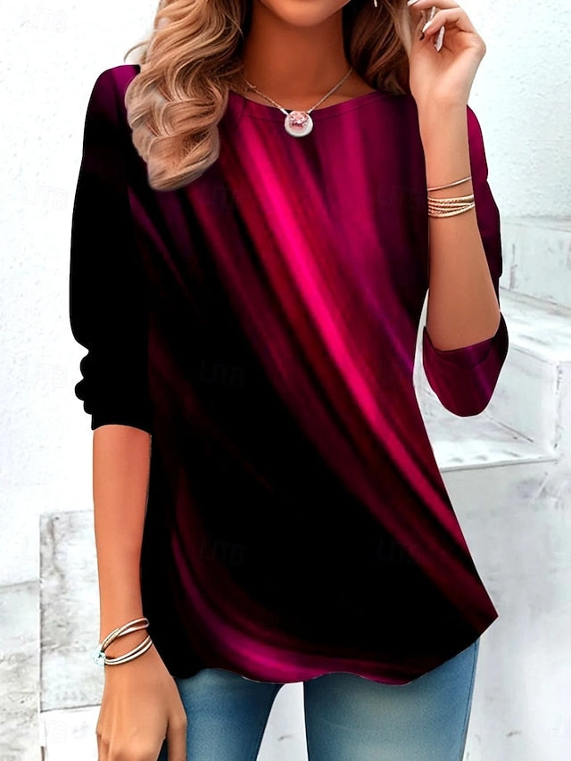 Women's T Shirt Print Graphic Stylish Casual Long Sleeve
