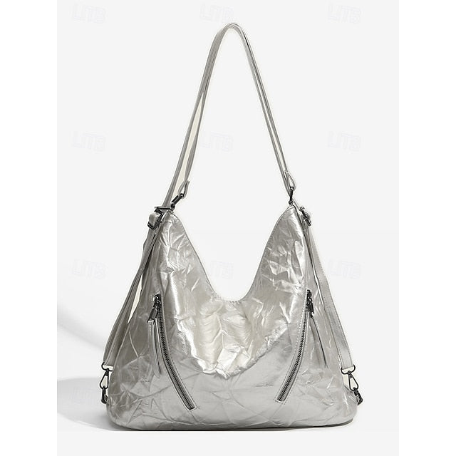Crinkle Patent Black – Women's Bag Sleek Leather Hobo