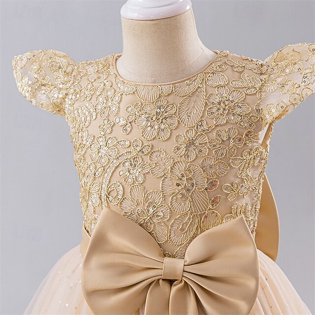 Flower Block Girl Party Color Girls' Dress Kids