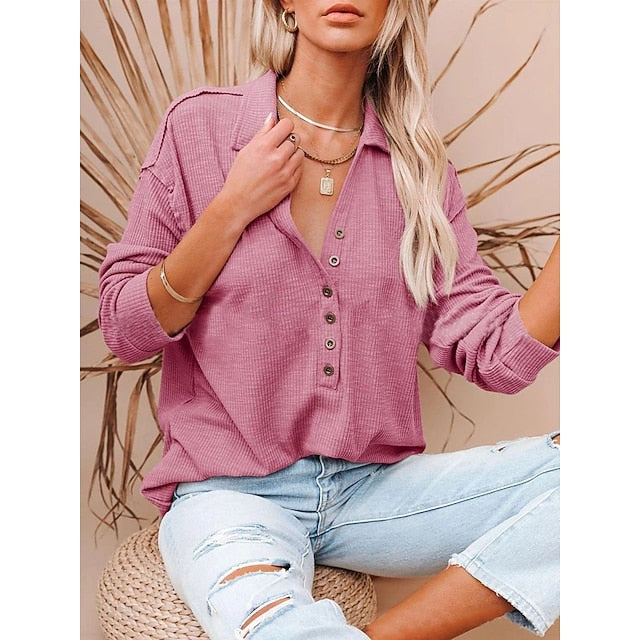 Women's Popover Shirt Casual Shirt Corduroy Shirt Blouse