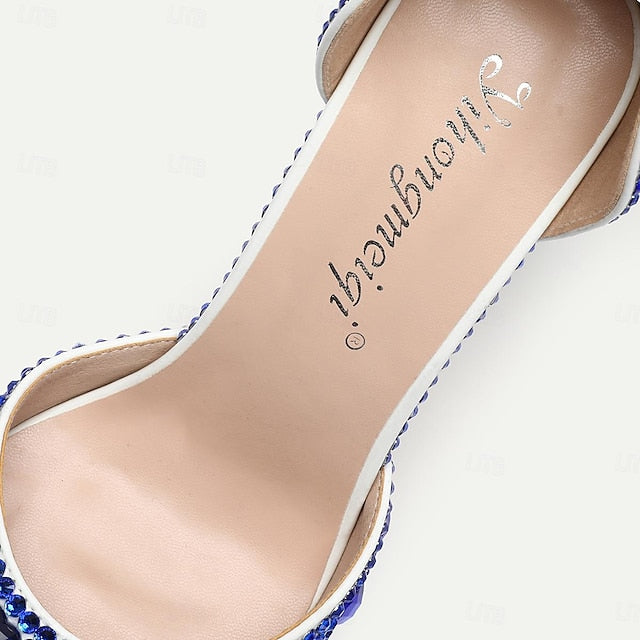 Women's Slingback Crystal Pointed-Toe Heels Rhinestone High