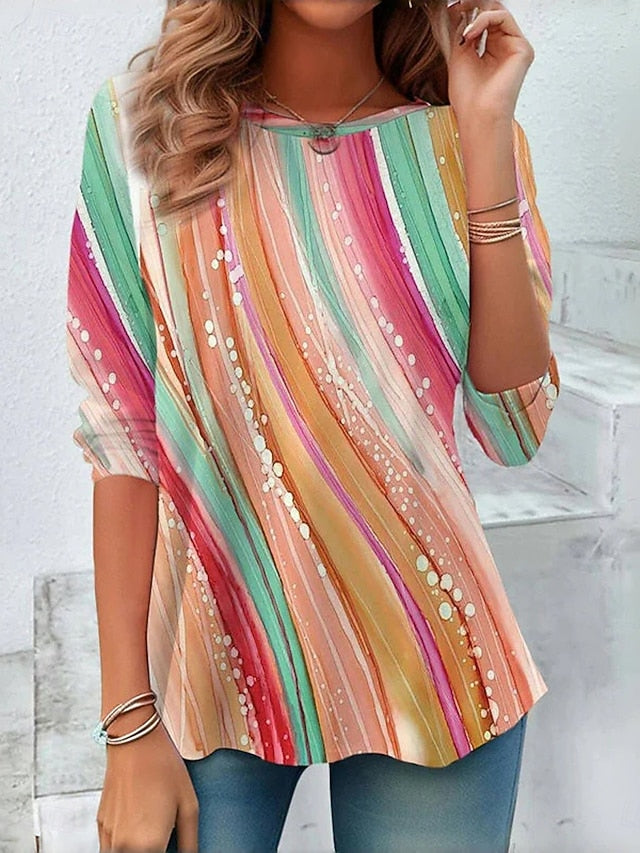 Women's T Shirt Print Ombre Graphic Abstract Fashion