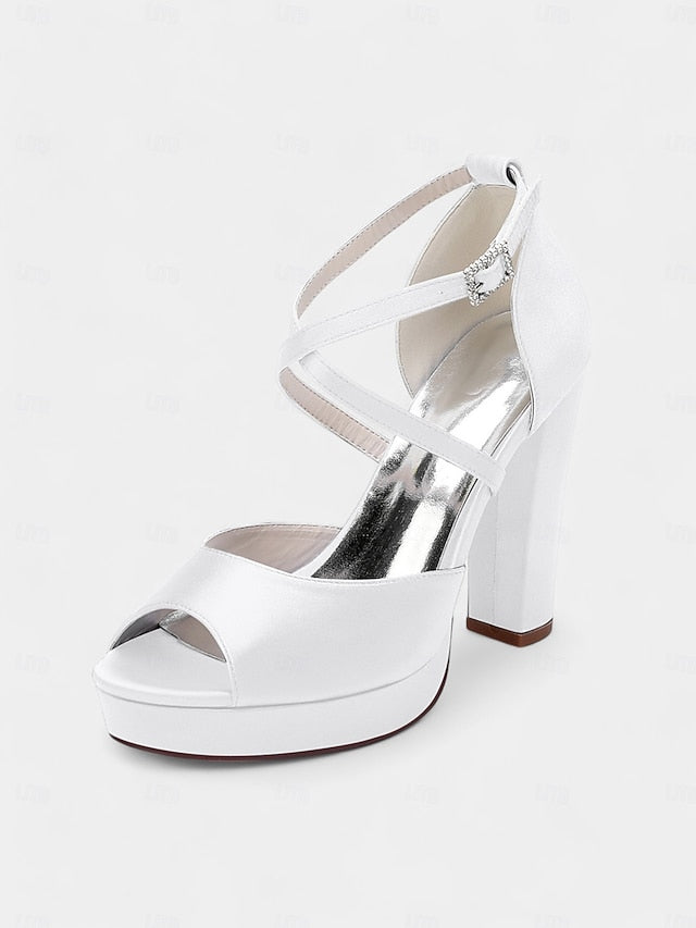 Satin High Heel and with Peep Women's Toe Platform Sandals