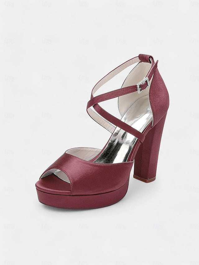 Satin High Heel and with Peep Women's Toe Platform Sandals