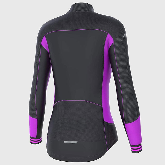 Women's Cycling Jersey Color Block Long Sleeve Bike Jersey