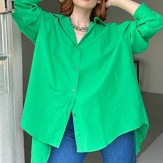 Women's Casual Shirt Button Up Shirt Blouse Patchwork