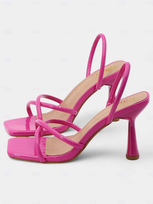 Beige Heeled Strappy Sandals Toe Design – with Square