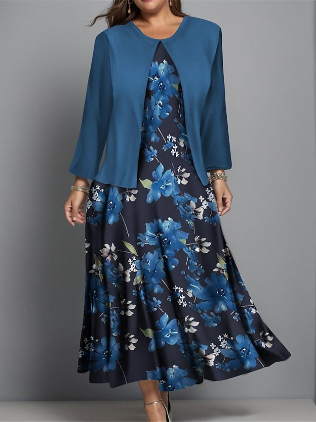 Women's Plus Size Midi Dress Dress Set Casual Dress Swing