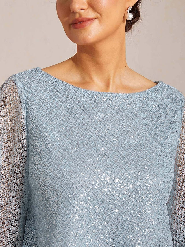 Women's Blouse Lace Tops Sequins Patchwork Illusion Solid