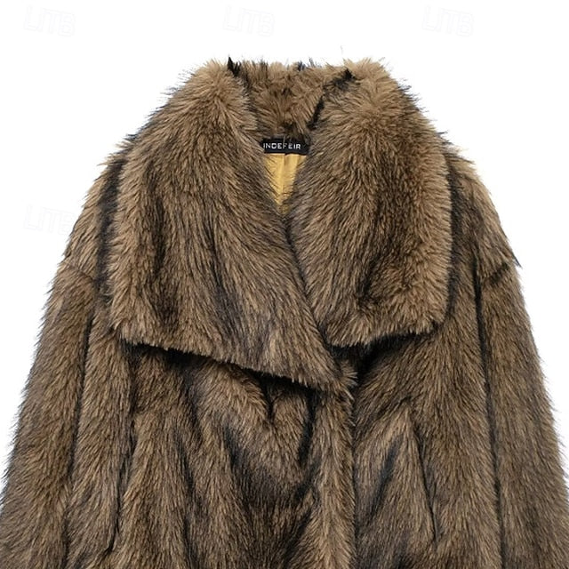 Warm Coat Faux Furs Comfortable Pocket  Fur Women's
