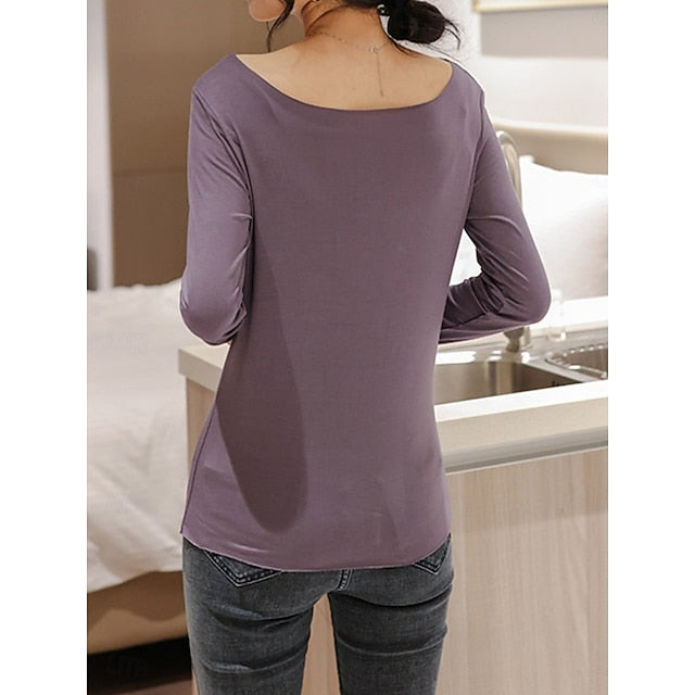 Women's T Shirt Plain Fashion Stylish Basic Long Sleeve
