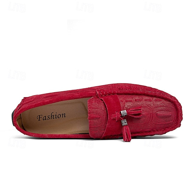 Men's Loafers Tassel with Suede Faux and Detail Brown