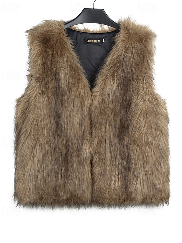 Vest Coat Furs Comfortable Women's Faux Leathers Fur