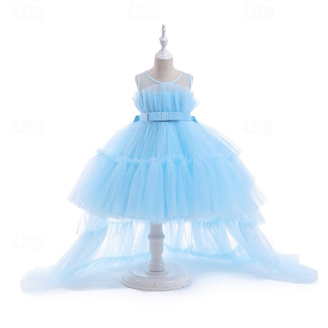 Sleeveless Party Kids Performance Solid Girls' Dress Color