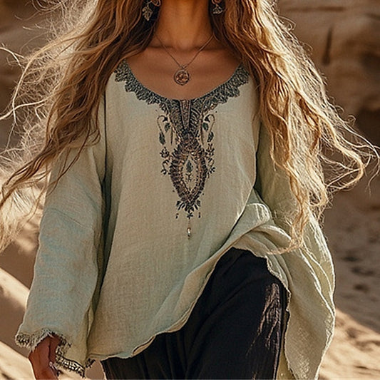 Women's Boho Shirt Print Geometric Plain Daily Stylish