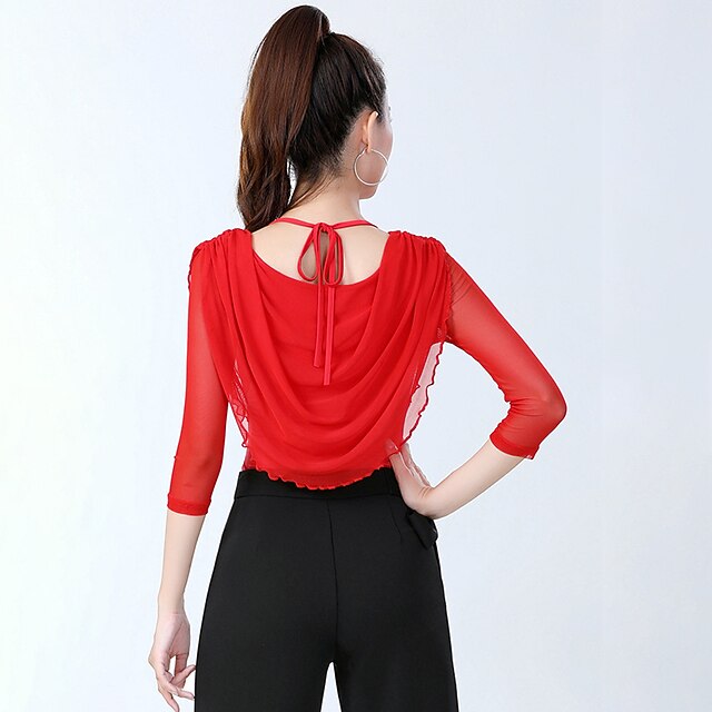 Latin Dance Activewear Top Pure Color Splicing Women's