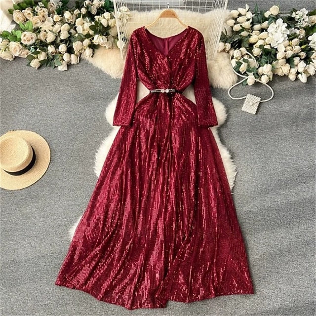 Women's Midi Dress Sequin Dress Elegant Fashion Modern