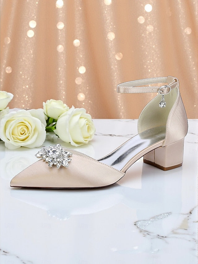 Shoes Burgundy Women's Heel Satin Block with Wedding