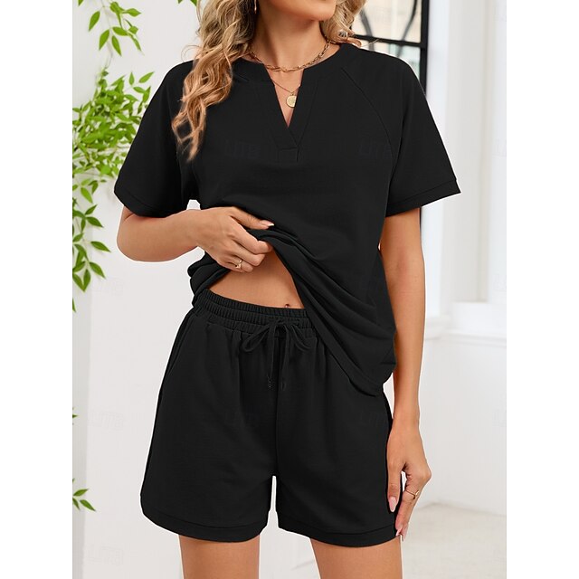 Women's Shorts Sets Bolero Top Short Sleeve V Neck Plain