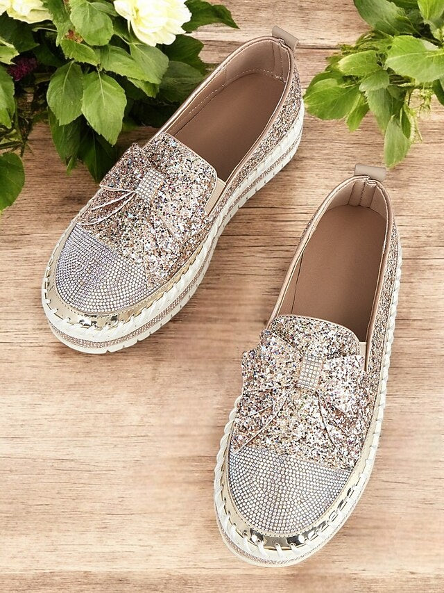 Loafers Rhinestone Slip-On – Sparkling for Glittery Women