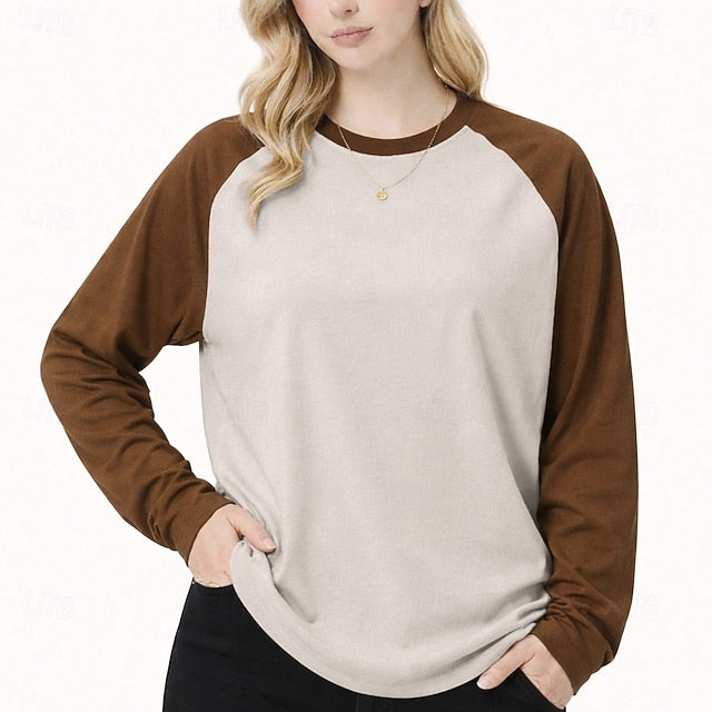 Women's Oversized Tee Raglan T Shirt 100% Cotton Patchwork