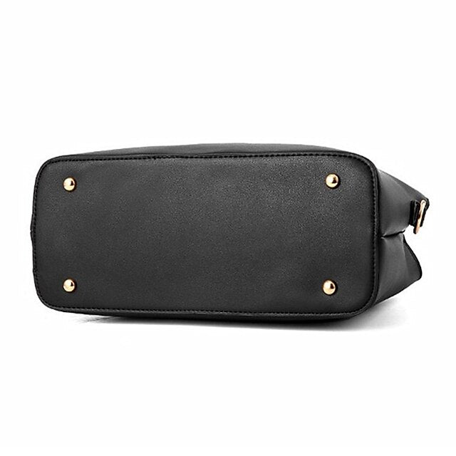 White Faux Handbag Leather Elegant Women's with Gold