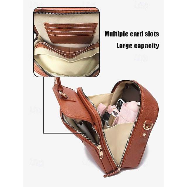 Faux Front Vintage Bag Women's Crossbody with Leather Brown