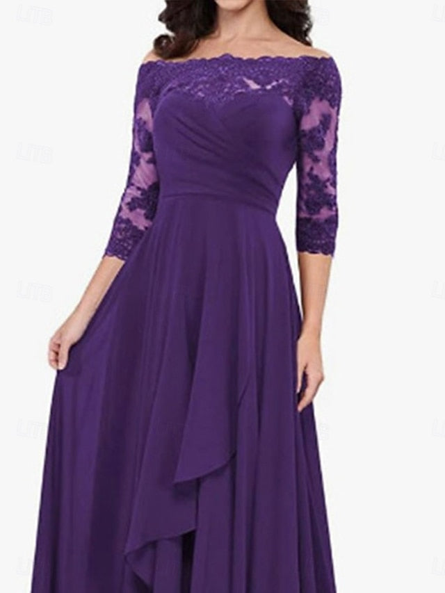 Bride of Dress Shoulder Simple Mother the Off Elegant A-Line