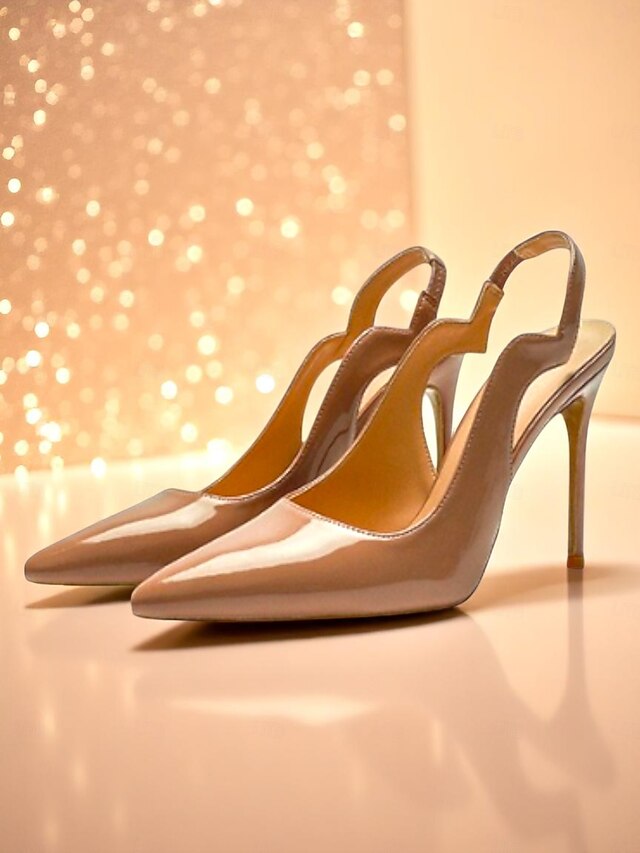 Leather and Slingback Patent Red Women's Heels Black