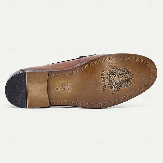 with Slip-On Brown Loafers Men's Shoes Leather Penny